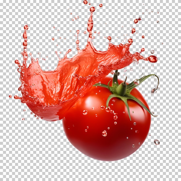 PSD tomato sparsi in acqua isolato su uno sfondo trasparente.