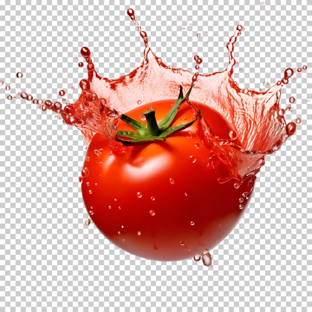 PSD tomato sparsi in acqua isolato su uno sfondo trasparente.