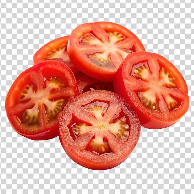 Tomato slices isolated on transparent background top view