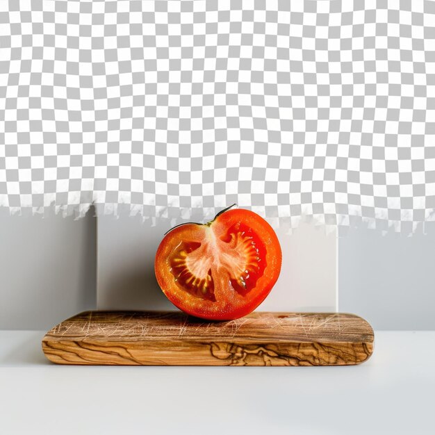 PSD a tomato that is on a piece of wood