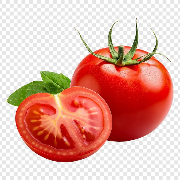 a tomato and a tomato are on a transparent background