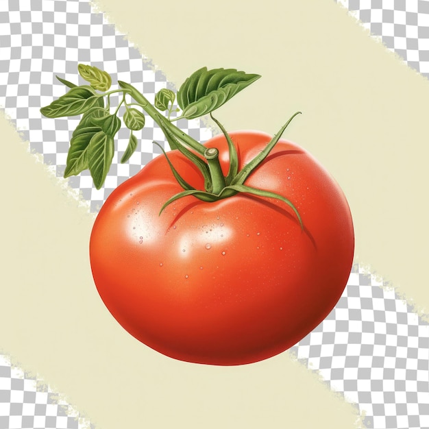 Tomato with green sprig on transparent background