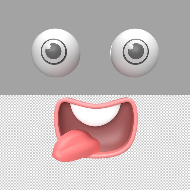 PSD tong uitsteekt gezicht 3d illustratie render object