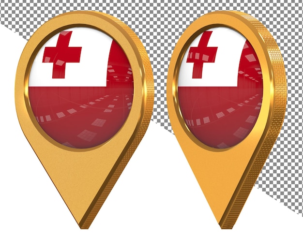 PSD tonga location icon flag isolated with different angled 3d rendering