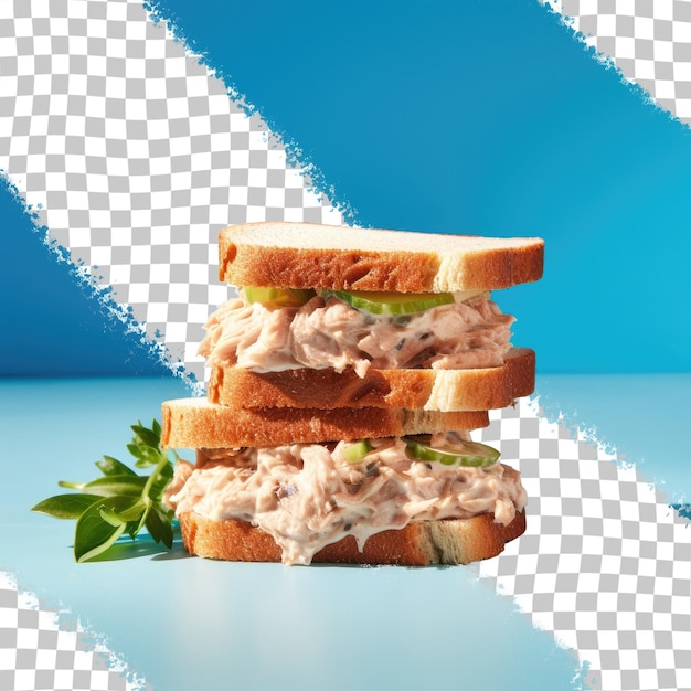 PSD toning of canned tuna salad sandwiches on a transparent background with selective focus