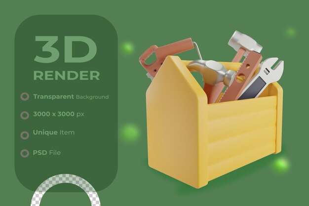 PSD ツールケースイラストオブジェクト3dレンダリング