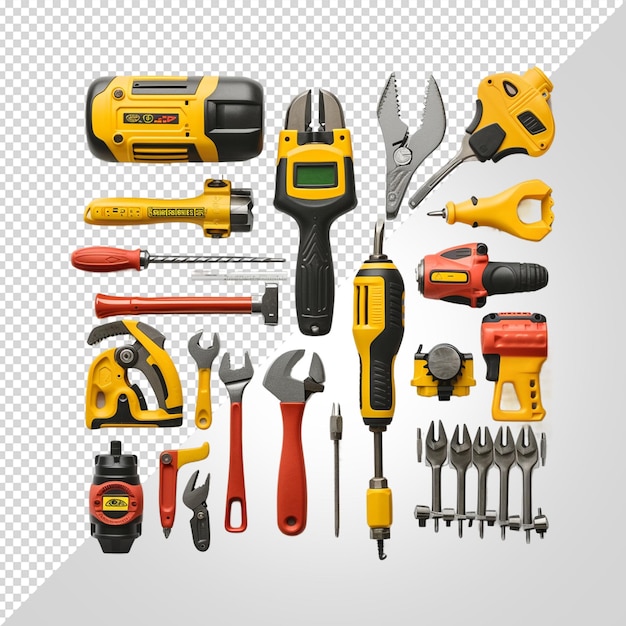 PSD tool kit set isolated on white background