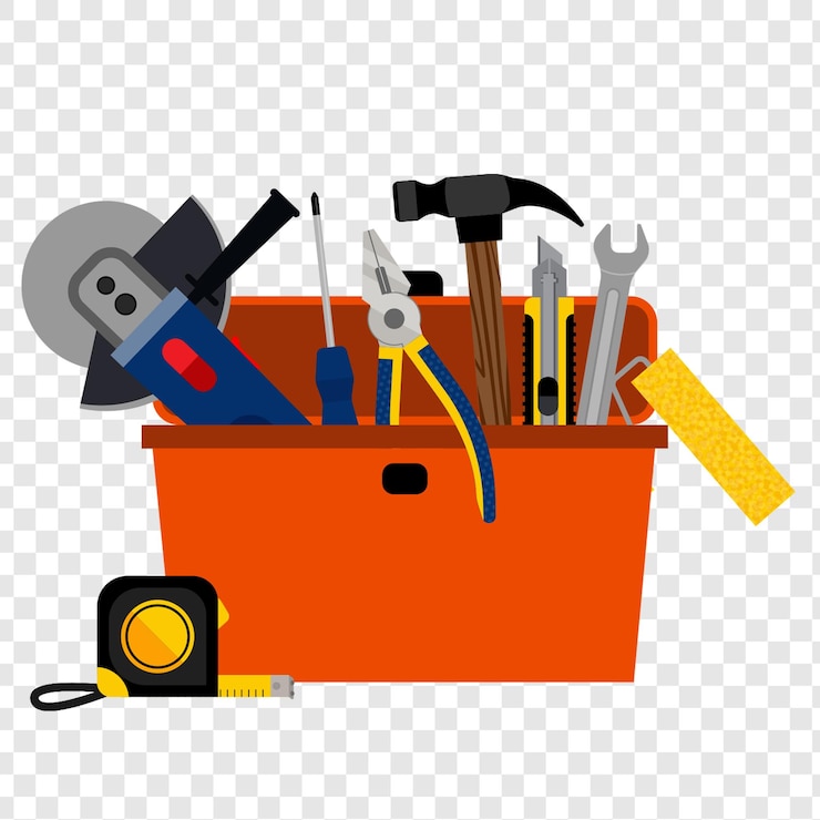 PSD toolbox for diy house repair isolated on transparent background