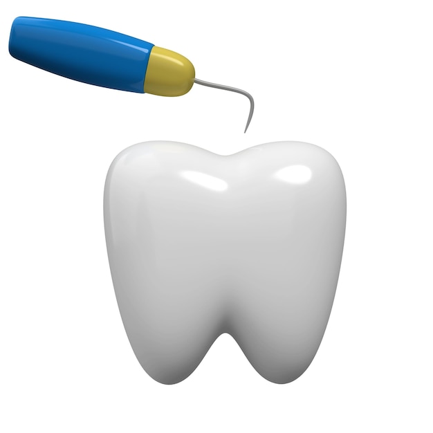 PSD tooth 3d icon on white background