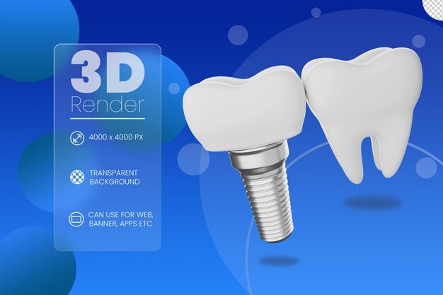 PSD tooth implant 3d icon