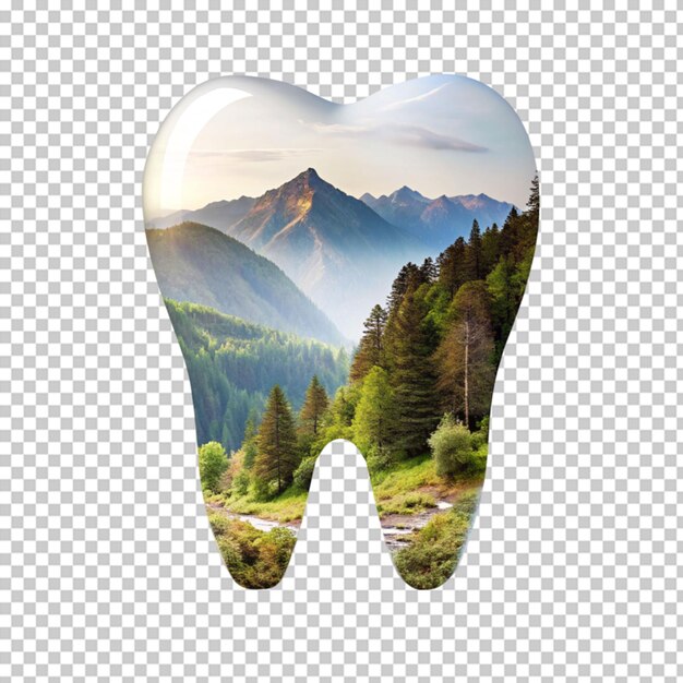 PSD tooth on transparent background 3d illustration 3d rendering