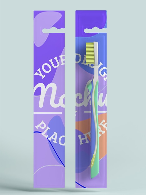 PSD toothbrush packaging mockup design