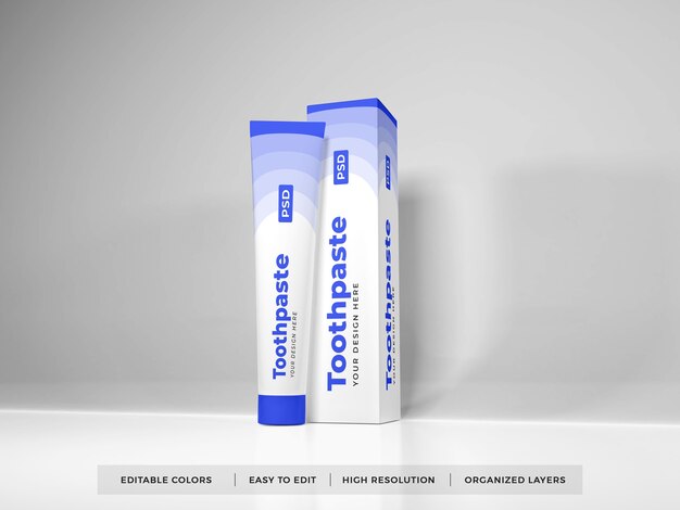 Toothpaste packaging 3d mockup