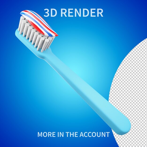 PSD toothpaste on a toothbrush 3d rendering