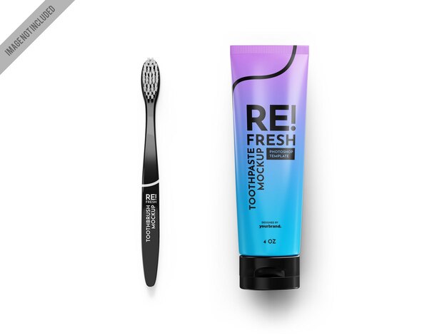 Toothpaste and Toothbrush Mockup Template