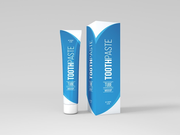 PSD toothpaste tube with box mockup