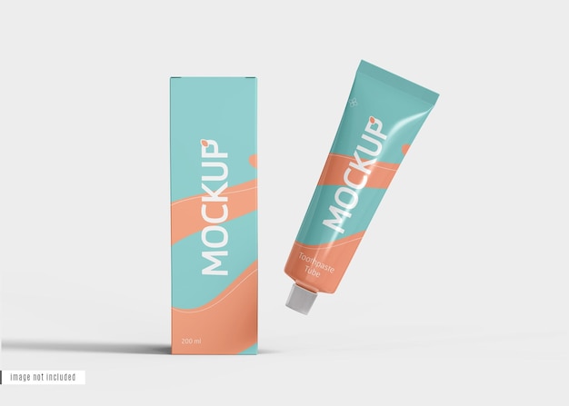 PSD toothpaste tube with box mockup