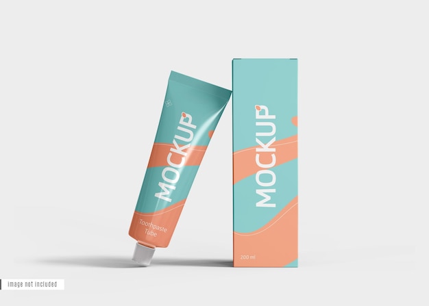 PSD toothpaste tube with box mockup