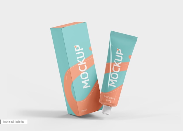 PSD toothpaste tube with box mockup