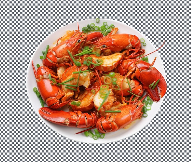 PSD toothsome cantonese lobster with ginger and scallions isolated on transparent background
