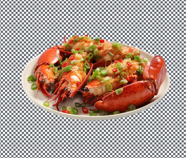 PSD toothsome cantonese style lobster with ginger and scallions isolated on transparent background