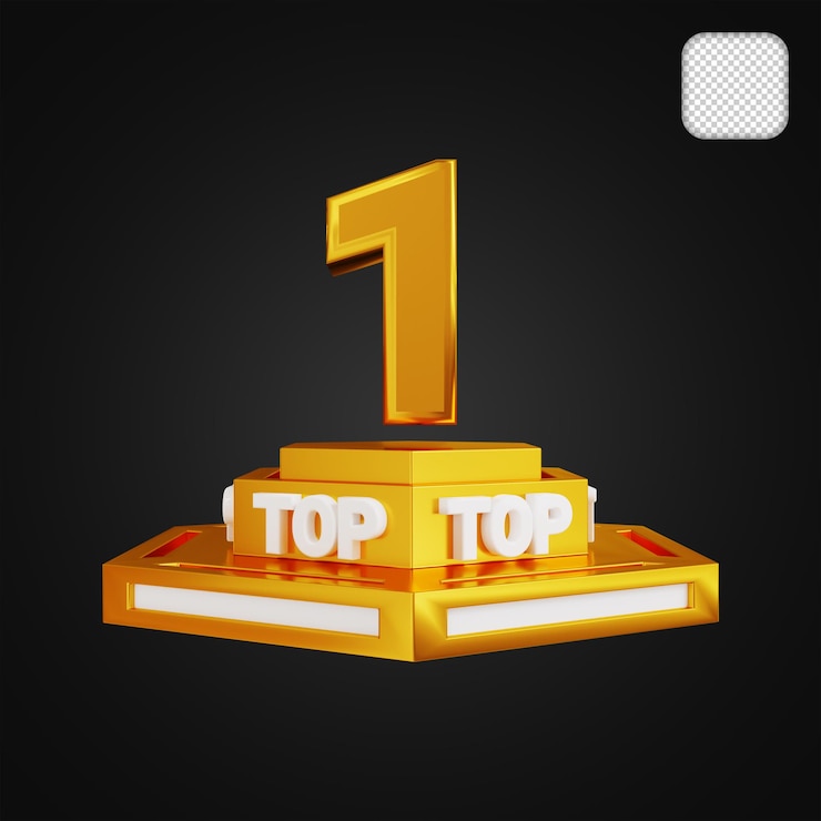 PSD top 1 golden winner award achievement 3d illustration