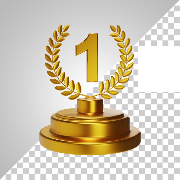 PSD top 1 trofeum złoto realistyczne 3d