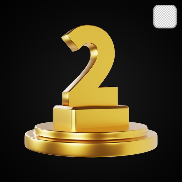 Top 2 Trophy Gold 3d Rendering