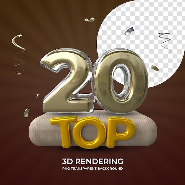 Top 20 award 3d rendering isolated transparent background