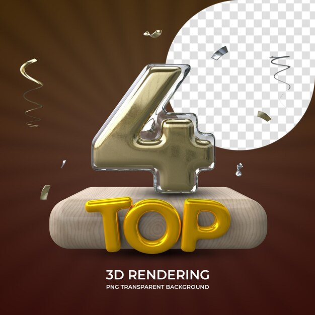 Top 4 award 3d rendering isolated transparent background