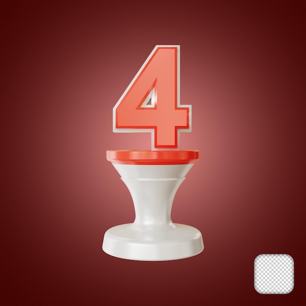 Top 4 Numer Z Ilustracją Podium 3d