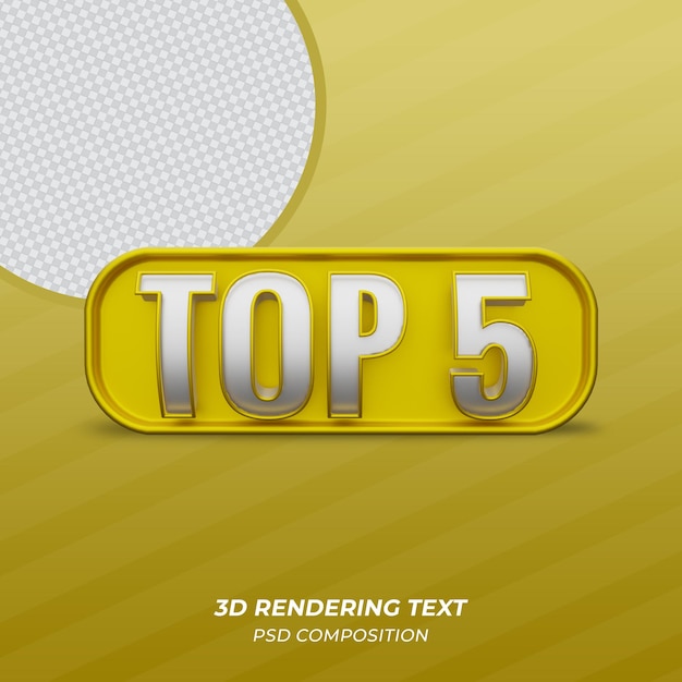 PSD i 5 migliori testi di rendering 3d con forma dorata
