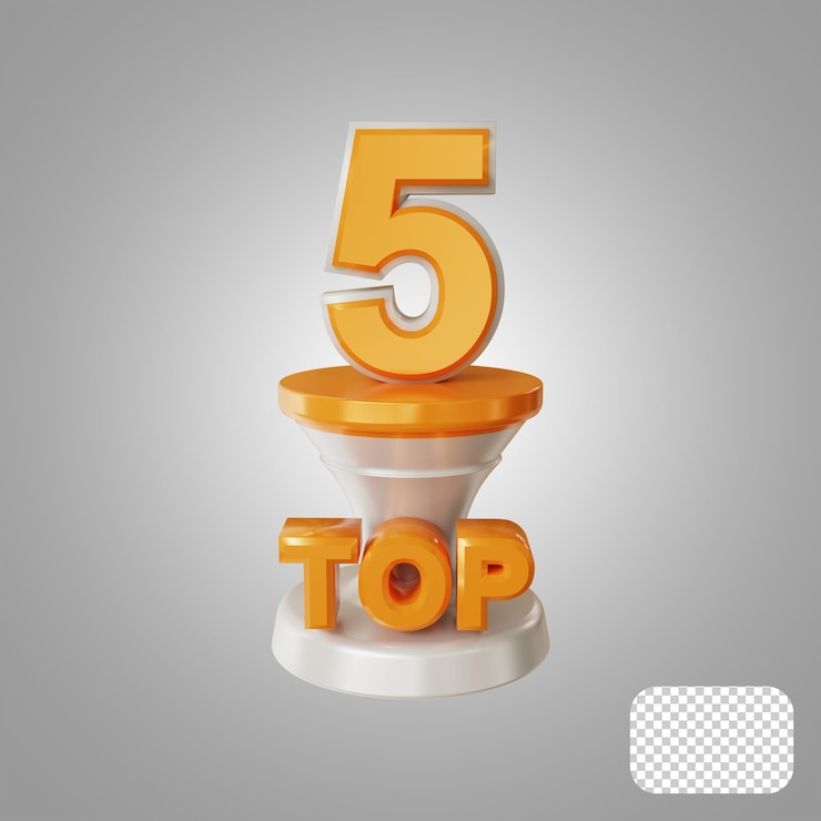 PSD top 5 numerów z renderowaniem 3d na podium