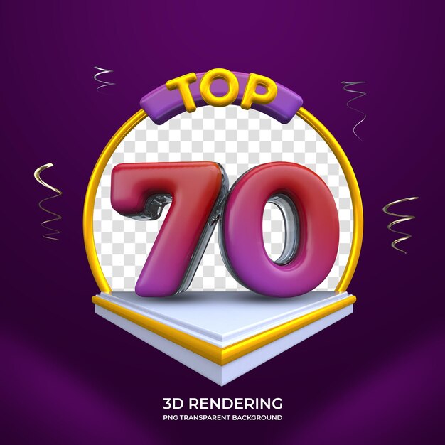top 70 award 3d rendering isolated transparent background