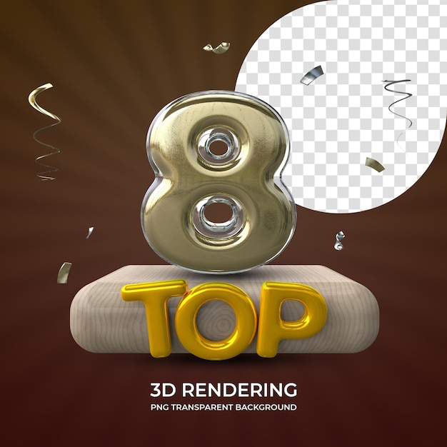 PSD top 8 award 3d rendering isolated transparent background