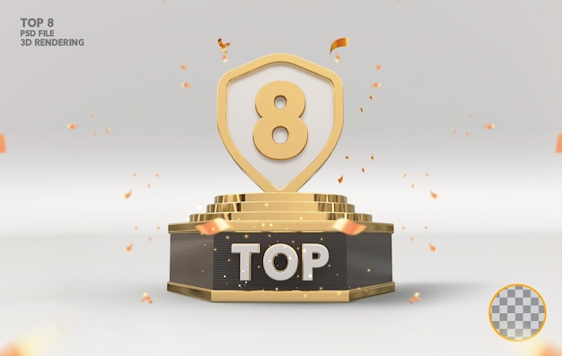 Top 8 miglior podio segno dorato 3d rendering