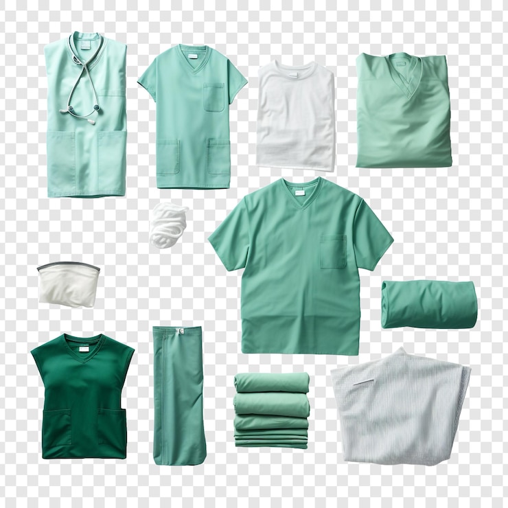 PSD top down view of medical clothing isolated on transparent background