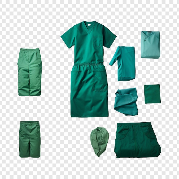 PSD top down view of medical clothing isolated on transparent background