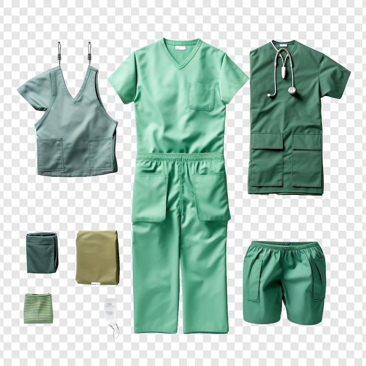 PSD top down view of medical clothing isolated on transparent background