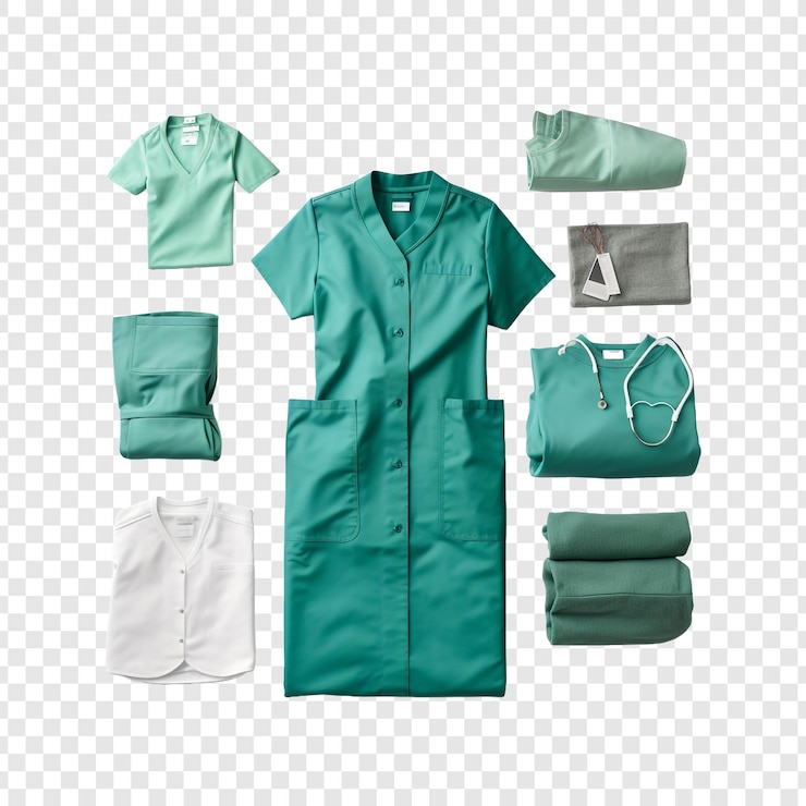 PSD top down view of medical clothing isolated on transparent background