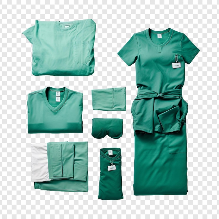 PSD top down view of medical clothing isolated on transparent background