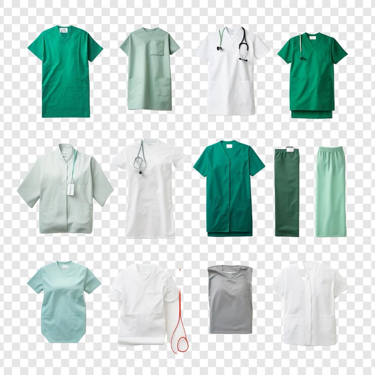 PSD top down view of medical clothing isolated on transparent background
