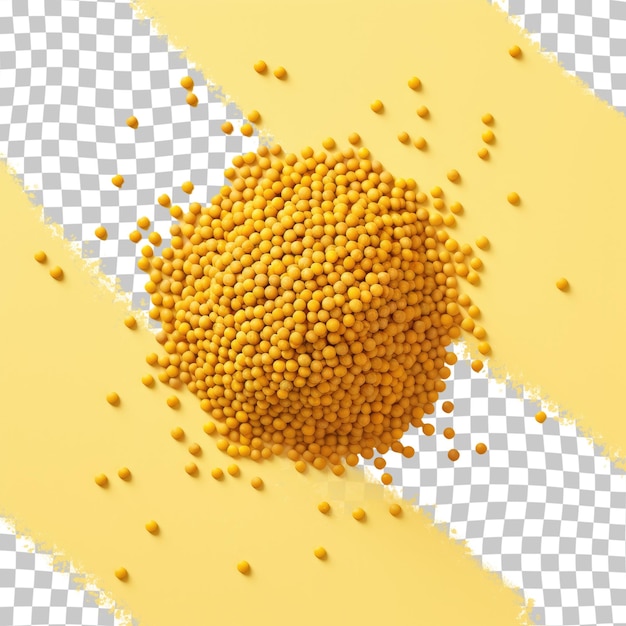 PSD vista dall'alto dei semi di senape su uno sfondo trasparente