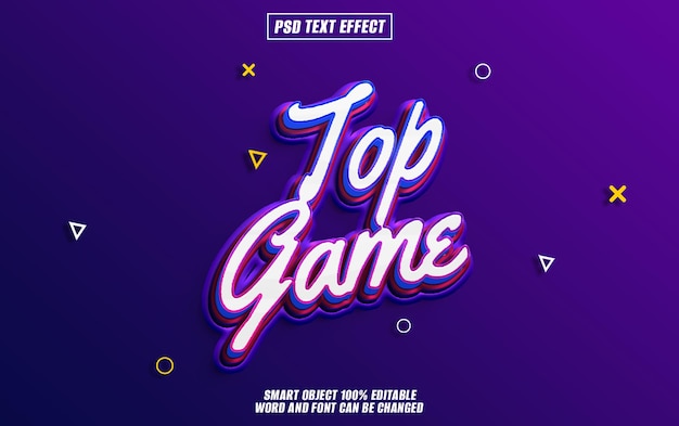 top game text effect font editable typography 3d text