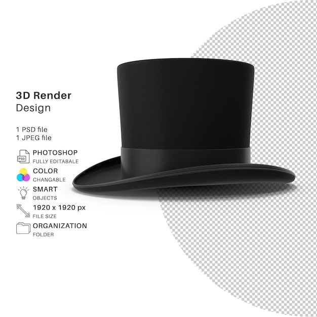 PSD top hat magic hat modelowanie 3d plik psd realistyczna czapka