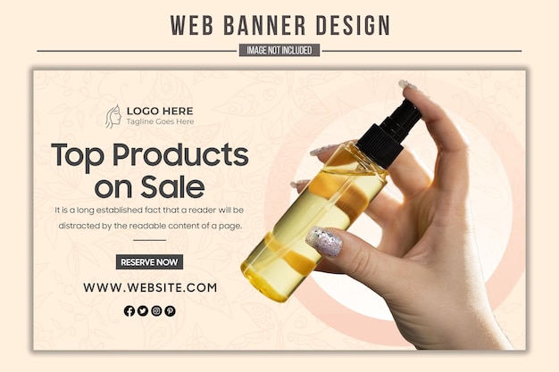 Top products on sale PSD Large web banner editable design template