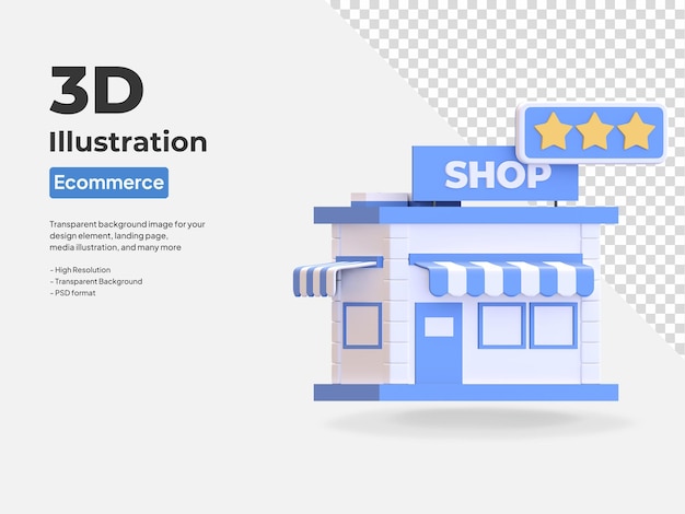 PSD top rated store icon 3d render illustration