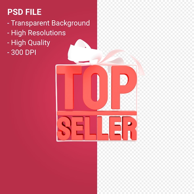 PSD vendita più venduta con fiocco e nastro 3d design isolato