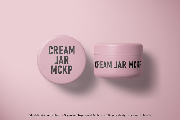 PSD top and side view cream jar mockup