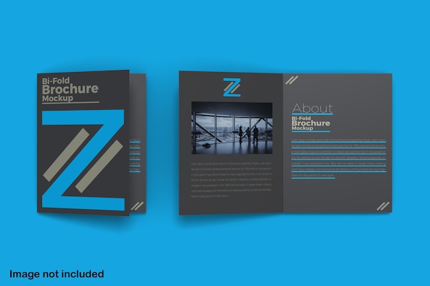 PSD top side view double bifold brochure mockup isolated